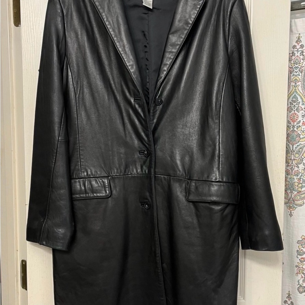 Alfani Black Leather Trench Coat